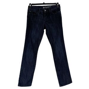 Gap SZ 2/26R Real Straight Fit Jeans Low-Rise Whiskered Pockets Dark Wash Womens